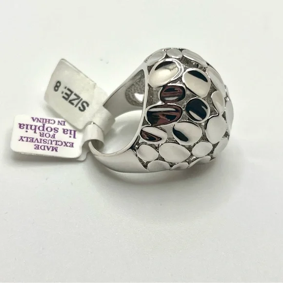Lia Sophia Silver Tone Dome Ring Size 8 NWT Bold Statement - Picture 3 of 7